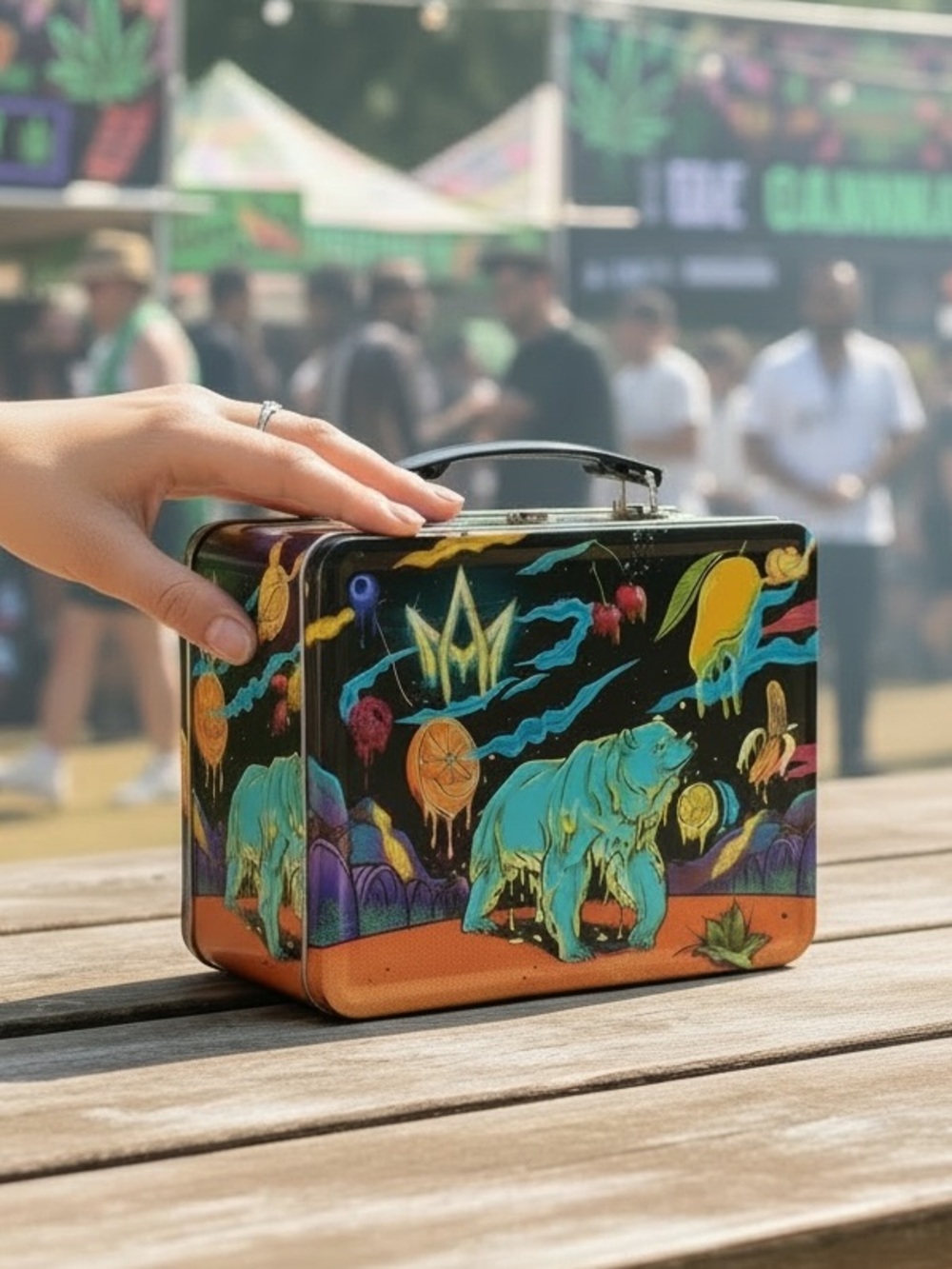 710 Labs Limited Edition Psychedelic Bear Melting Fruit Metal Lunch Box